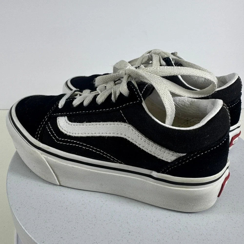 Vans Old Skool Kids Sneakers Classic Skate Low Top Black White US 13.5